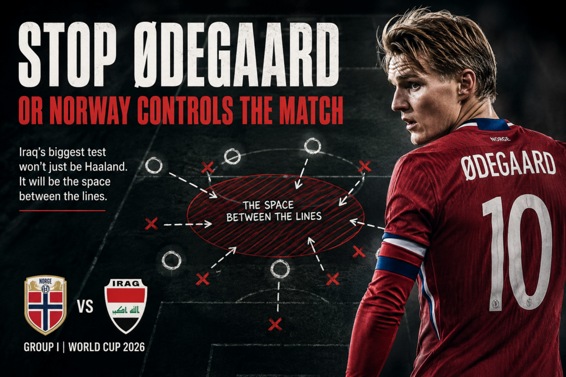 Document Media Sports tactical preview showing how Norway can create chances against Iraq in their FIFA World Cup 2026 Group I opener, featuring Haaland, Ødegaard, and Nusa.
